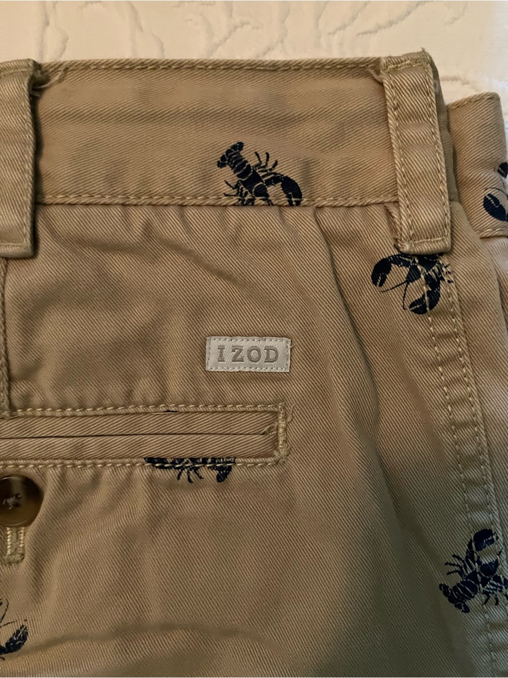 Izod Khaki Shorts with Navy Lobster Embroidery